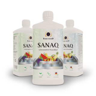 SANAQ 3x 1000ml Sanaq S&auml;uerungsmittelmischung-Frischhaltung f&uuml;r Lebensmittel, Waschbadzusatz Denaturierung von Eiwei&szlig;ketten bei Bakterien Viren Hefen Pilzen auf Obst Gem&uuml;se Sprosse Salat Beere
