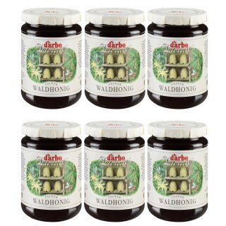 DARBO WALD- und BL&Uuml;TEN-HONIG naturbelassen 6x 500g Glas