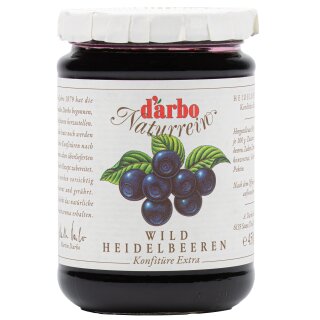 DARBO Blaubeeren-Konfit&uuml;re Extra Naturrein wilde Heidelbeeren Glas 450g