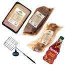 Grillpaket mit Tomatenketchup, Speck, Rinderrippchen...